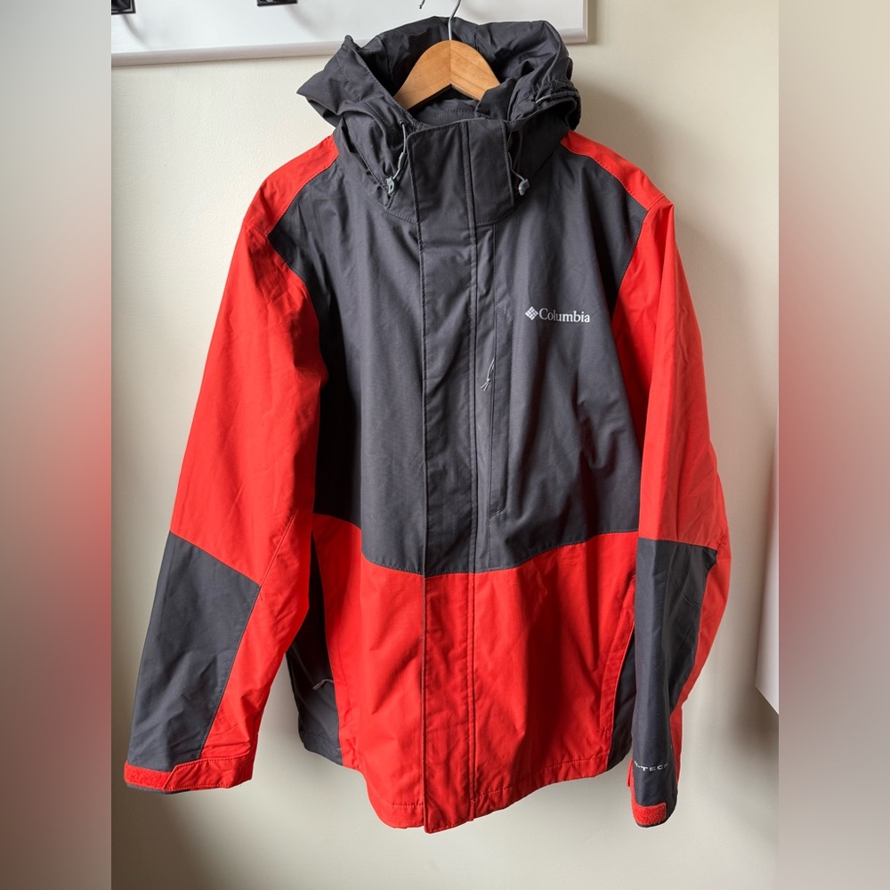 COLUMBIA Omni Tech Interchange Hooded Jacket SHELL ONLY Colorblock Windbreaker L